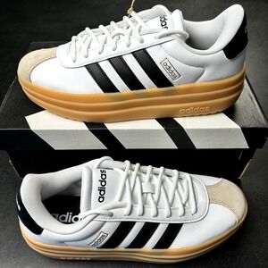 adidas VL Court Bold Womens Size 7 White Black Beige Sneakers IH3083 NEW